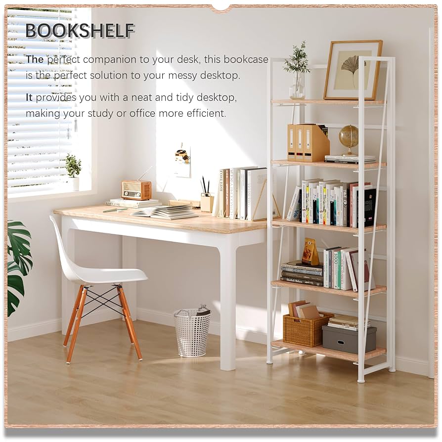 Amazon.com: 4NM No Assembly Folding Bookshelf, 5-Shelf 62.2